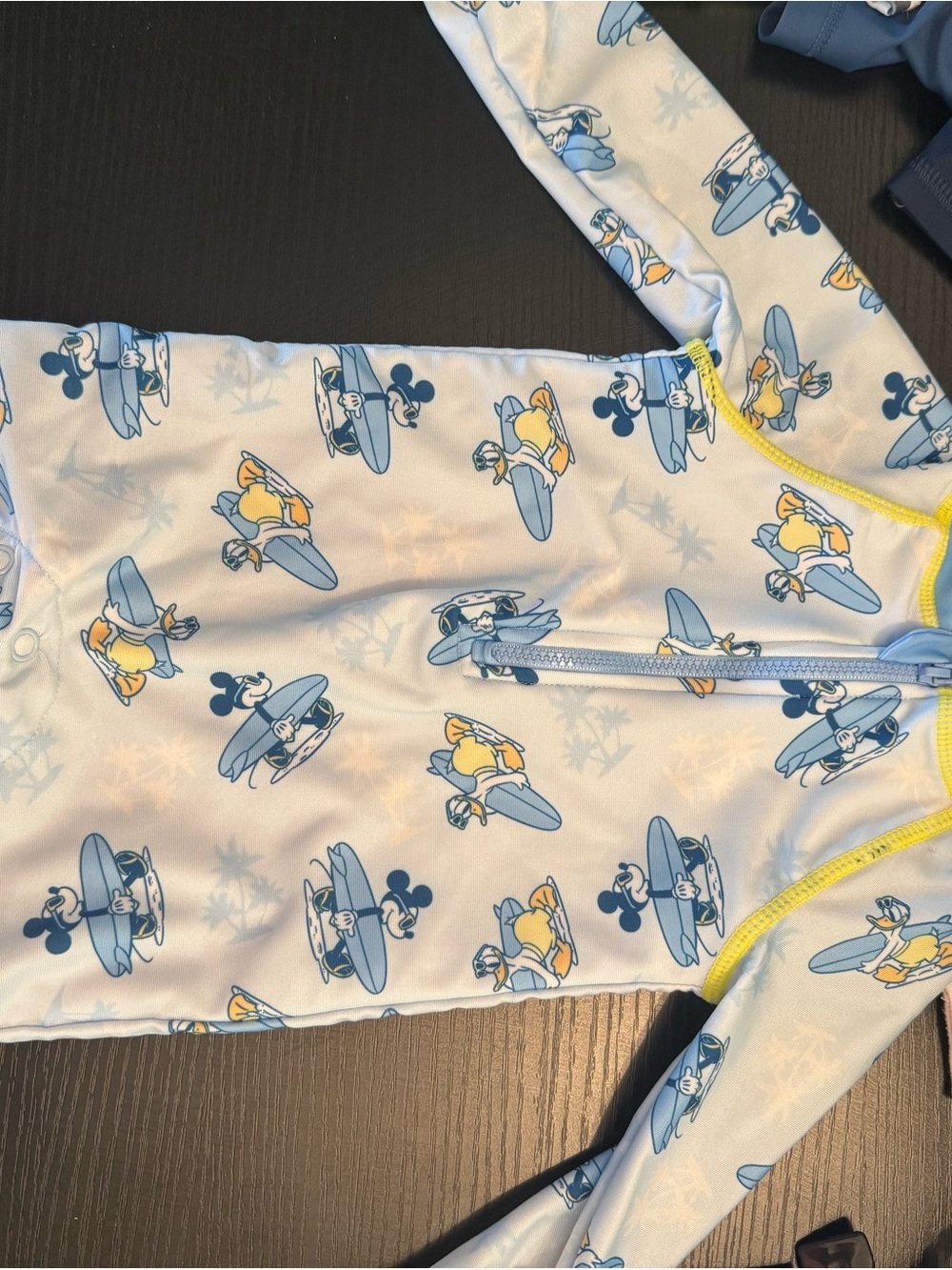 Disney Light Blue Mickey Surf Rashguard with Yellow Trim